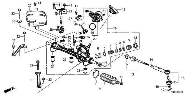 2014 Acura RDX Washer, Tie Rod Lock Diagram for 53536-SMA-003