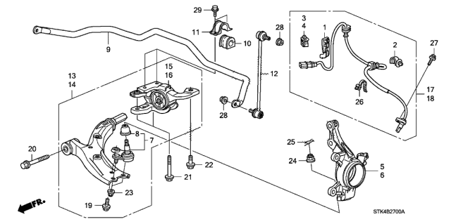 2010 Acura RDX Left Front Bracket Diagram for 51396-STK-A02