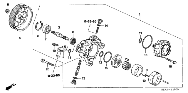 2004 Acura TSX Power Steering Pump Sub-Assembly Diagram for 56110-RBB-E01