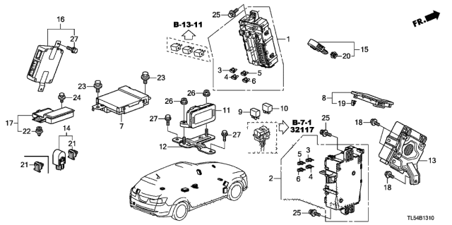2014 Acura TSX Driver Fuse Box Assembly Diagram for 38200-TL7-A01