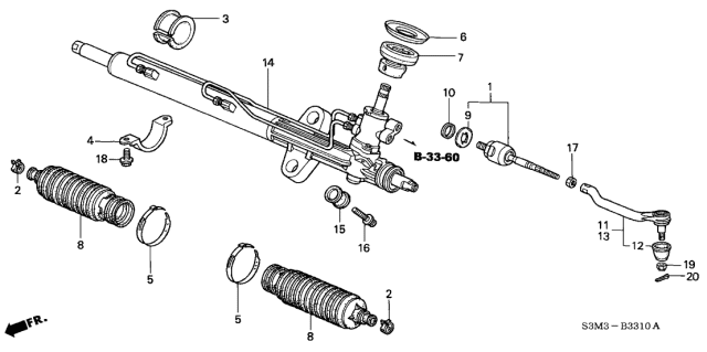 2003 Acura CL Power Steering Rack Diagram for 06536-S3M-505RM