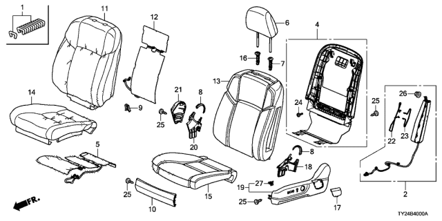 2014 Acura RLX Driver Side Air Bag Module Assembly Diagram for 78055-TY2-A01