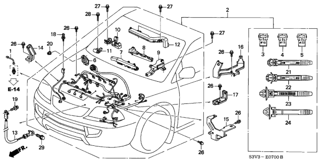 2001 Acura MDX Holder C, Harness Diagram for 32129-PGK-A51