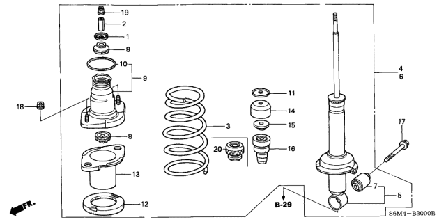 2002 Acura RSX Rear Shock Absorber Unit Diagram for 52611-S6M-N04