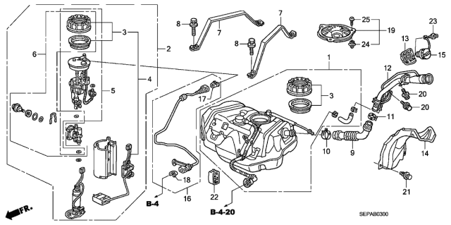 2008 Acura TL Sender Assembly, Fuel Diagram for 17047-SEP-A00