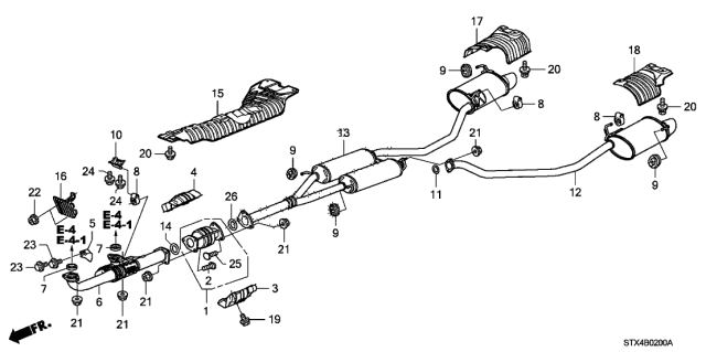 2009 Acura MDX Bracket, Exhaust Mounting Diagram for 18282-STX-A00