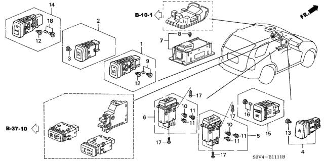 2004 Acura MDX Switch Assembly, Front Fog (Saddle) Diagram for 35180-S3V-A01ZB