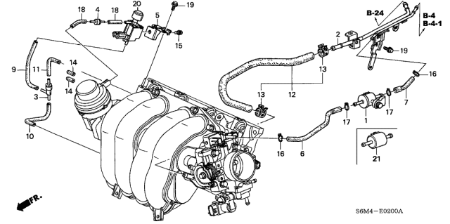 2005 Acura RSX Vacuum Tank Tube Diagram for 36365-PNA-000