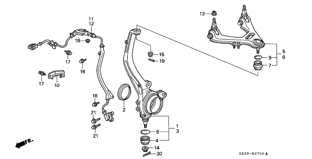 1997 Acura RL Left Front Arm Assembly (Upper) Diagram for 51460-SZ3-013