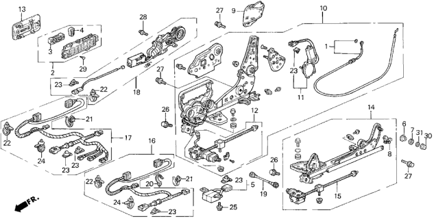1995 Acura Legend Front Seat Components Diagram