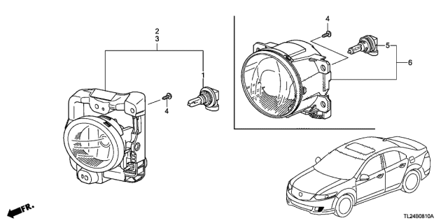 2010 Acura TSX Drivers Fog Light Lamp Lens Replacement Diagram for 04395-TL0-306