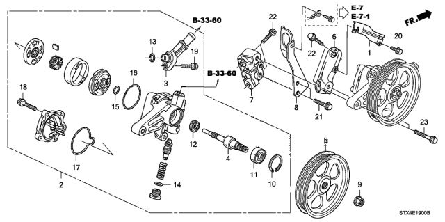 2008 Acura MDX Power Steering Pump Sub-Assembly Diagram for 56110-RYE-A05