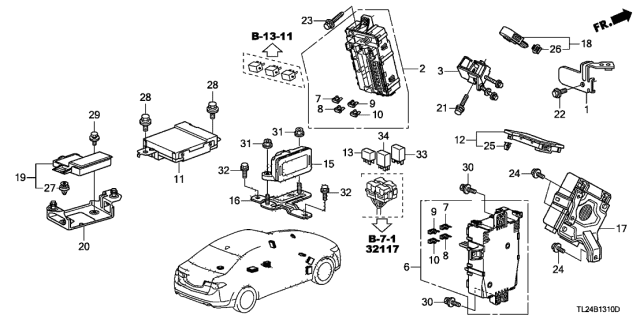 2012 Acura TSX Driver Fuse Box Assembly Diagram for 38200-TP1-A02