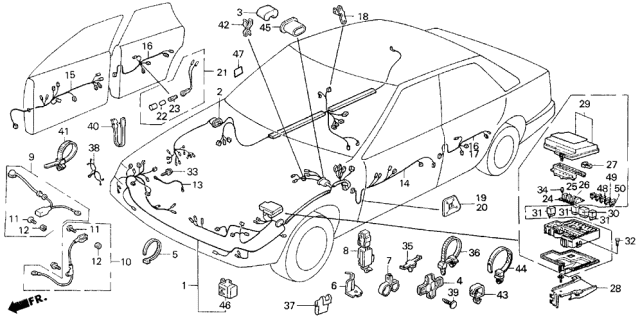 1990 Acura Legend Wire Harness, Engine Room Diagram for 32100-SD4-L14