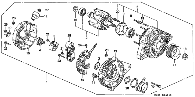 1991 Acura NSX Alternator Assembly (Clb16) (Denso) Diagram for 31100-PR7-A01