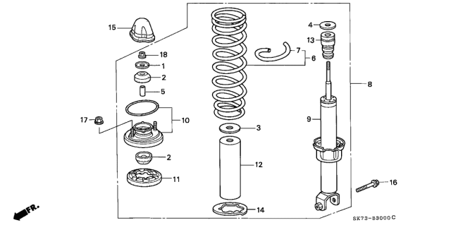 1992 Acura Integra Rubber, Rear Spring Mounting (Showa) Diagram for 52686-SK7-004