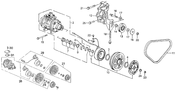 1988 Acura Integra A/C Compressor Diagram for 38810-PH3-N01