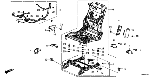 2015 Acura RDX Front Seat Components Diagram 2