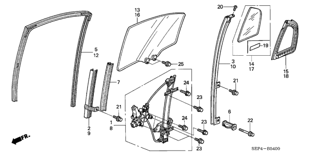 2005 Acura TL Sash, Right Rear Door Center (Lower) Diagram for 72730-SEP-A01