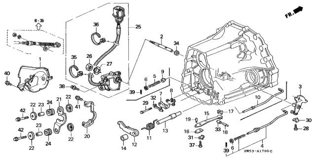 1996 Acura TL Holder, Parking Brake Rod (Hitachi) Diagram for 24543-PY4-003