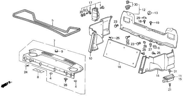 1990 Acura Legend Tray Assembly, Rear (Palmy Blue) Diagram for 84500-SD4-A21ZB