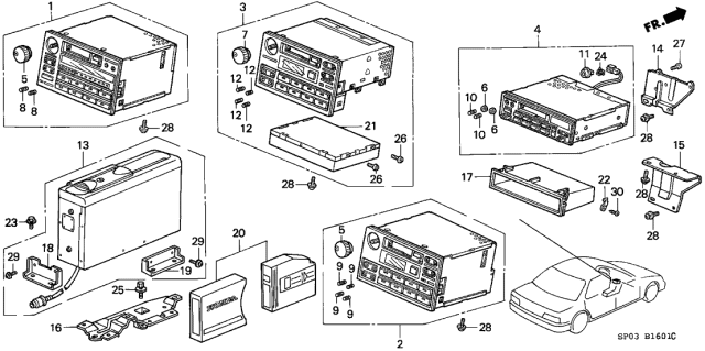 1992 Acura Legend Tuner Assembly, Automatic Radio (Am/Fm/Cas) (Alpine) Diagram for 39100-SP0-A12