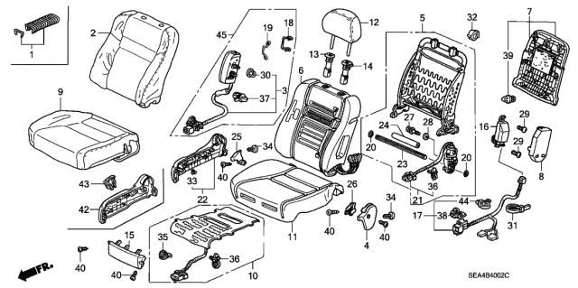 2007 Acura TSX Pad, Right Front Seat-Back (With Opds Sensor) Diagram for 81127-SEC-A53