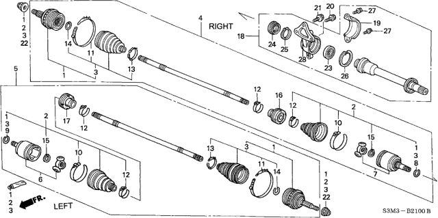 2003 Acura CL Joint Set,Outboard Diagram for 44014-S0K-C11