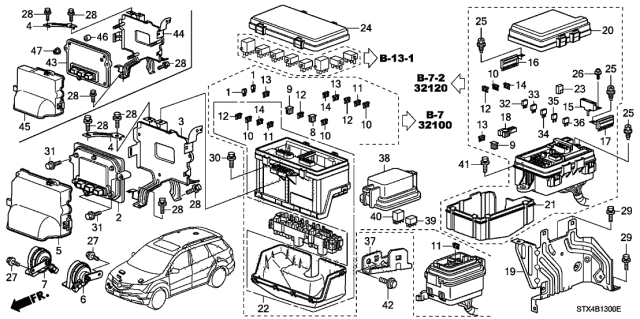 2008 Acura MDX Control Unit - Engine Room Diagram 1