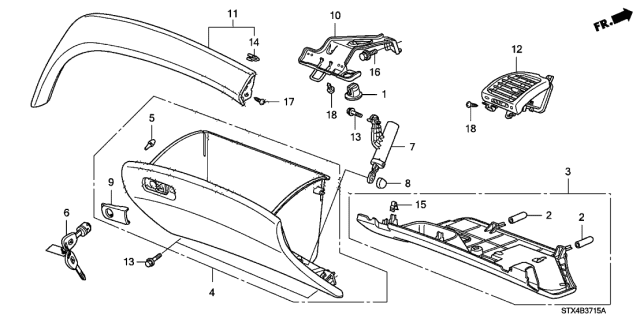 2008 Acura MDX Instrument Panel Dash-Outlet Assembly Right Diagram for 77620-STX-A03ZB