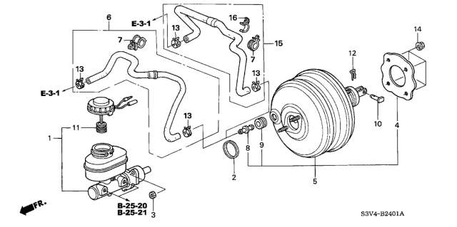 2004 Acura MDX Brake Master Cylinder - Master Power Diagram