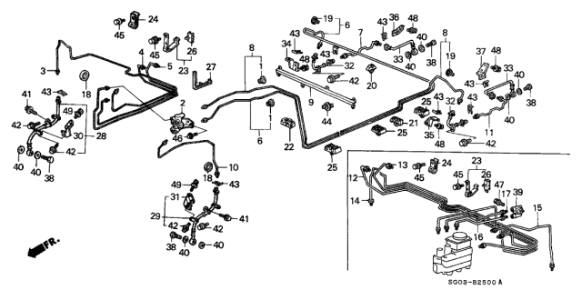 1989 Acura Legend Dual Proportioning Valve Assembly Diagram for 46210-SG0-A02