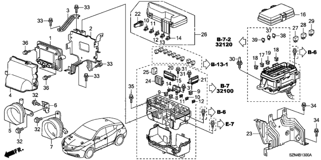 2011 Acura ZDX Engine Control Modulel Diagram for 37820-RP6-A78