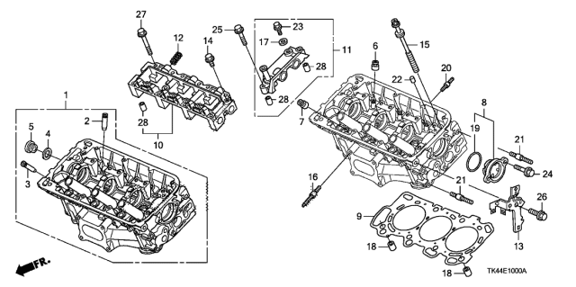 2012 Acura TL Cylinder Head Assembly, Front Diagram for 12100-RKG-305