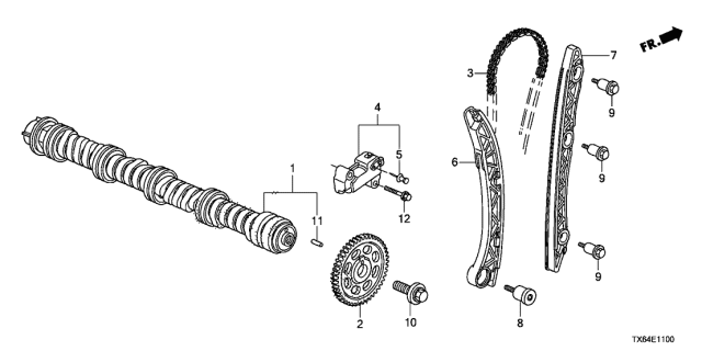 2014 Acura ILX Arm, Cam Chain Tensioner Diagram for 14520-RNA-A01