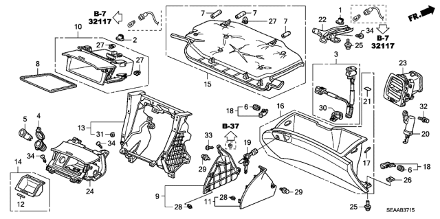 2008 Acura TSX Clip Assembly (6Mm) (Moon Lake Gray) Diagram for 90671-SDA-003ZF