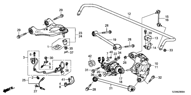 2019 Acura TLX Stabilizer Sway Bar-Rear Diagram for 52300-TZ7-A51
