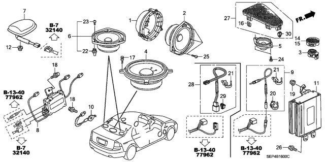2006 Acura TL Tweeter Speaker Assembly Diagram for 39120-SEP-A11