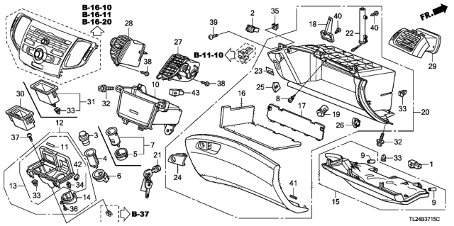 2010 Acura TSX Glove Box Assembly (Gray) Diagram for 77510-TL2-A03ZA