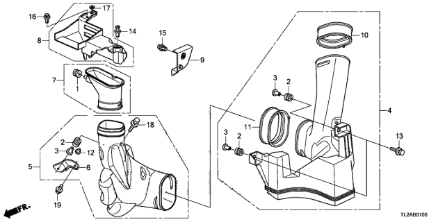 2013 Acura TSX Tube Assembly B, Air In. Diagram for 17243-RL8-A00