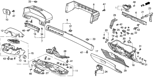 1997 Acura CL Stopper, Glove Box Lid Diagram for 77506-SM4-900