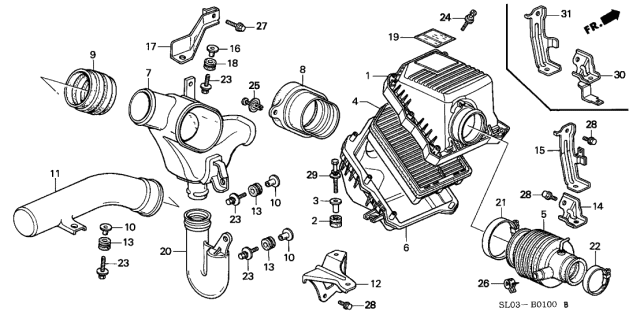 1997 Acura NSX Stay C, Air Cleaner Diagram for 17257-PR7-A30