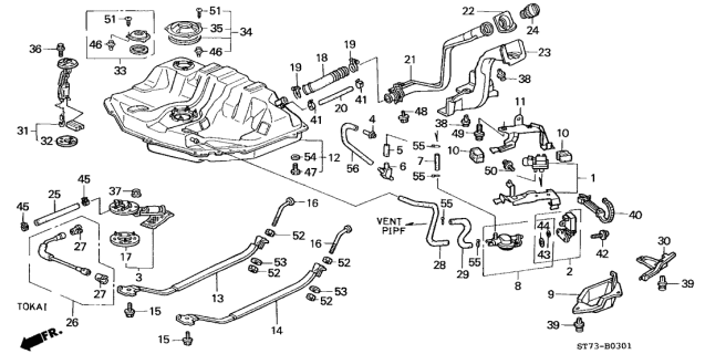 1998 Acura Integra Tube Diagram for 17358-S02-L00