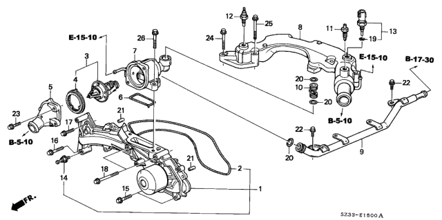 2001 Acura RL Thermostat Cover Diagram for 19311-PY3-000