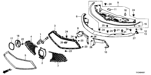 2020 Acura RLX Hood Cushion Bump Stop Rubber Fit Diagram for 74175-SJA-000