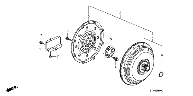 2011 Acura MDX Torque Converter Assembly Diagram for 26000-RP7-305