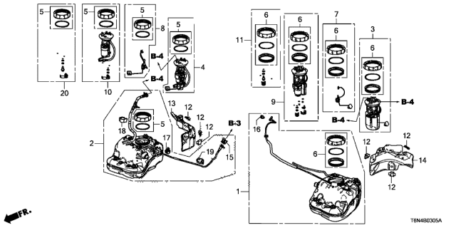 2020 Acura NSX Nut & Gasket Set, Fuel Lock Diagram for 17046-TM8-L00