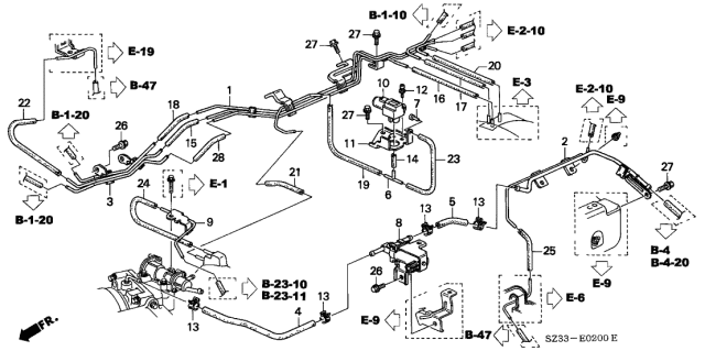 2000 Acura RL Hose B, Purge Diagram for 17431-P5A-A00