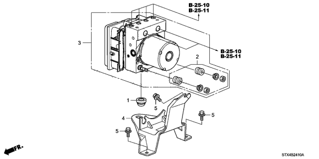 2011 Acura MDX Abs Brake Module Assembly Diagram for 57110-STX-A13