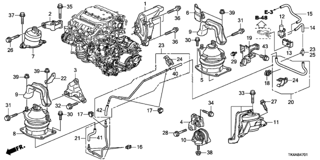 2013 Acura TL Engine Mounts (2WD) Diagram
